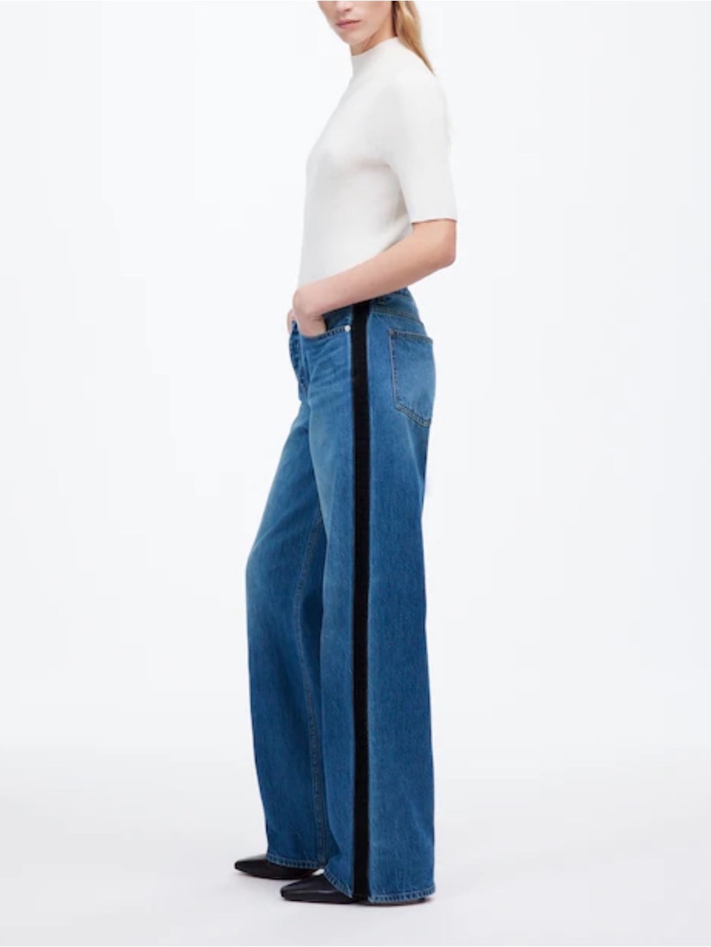 Madewell Low-Slung Baggy Jeans Size 29 Contrast Side Panel Wide Leg